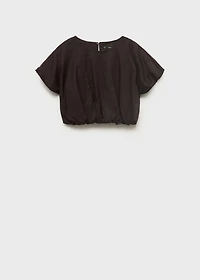 Ramie cropped balloon blouse
