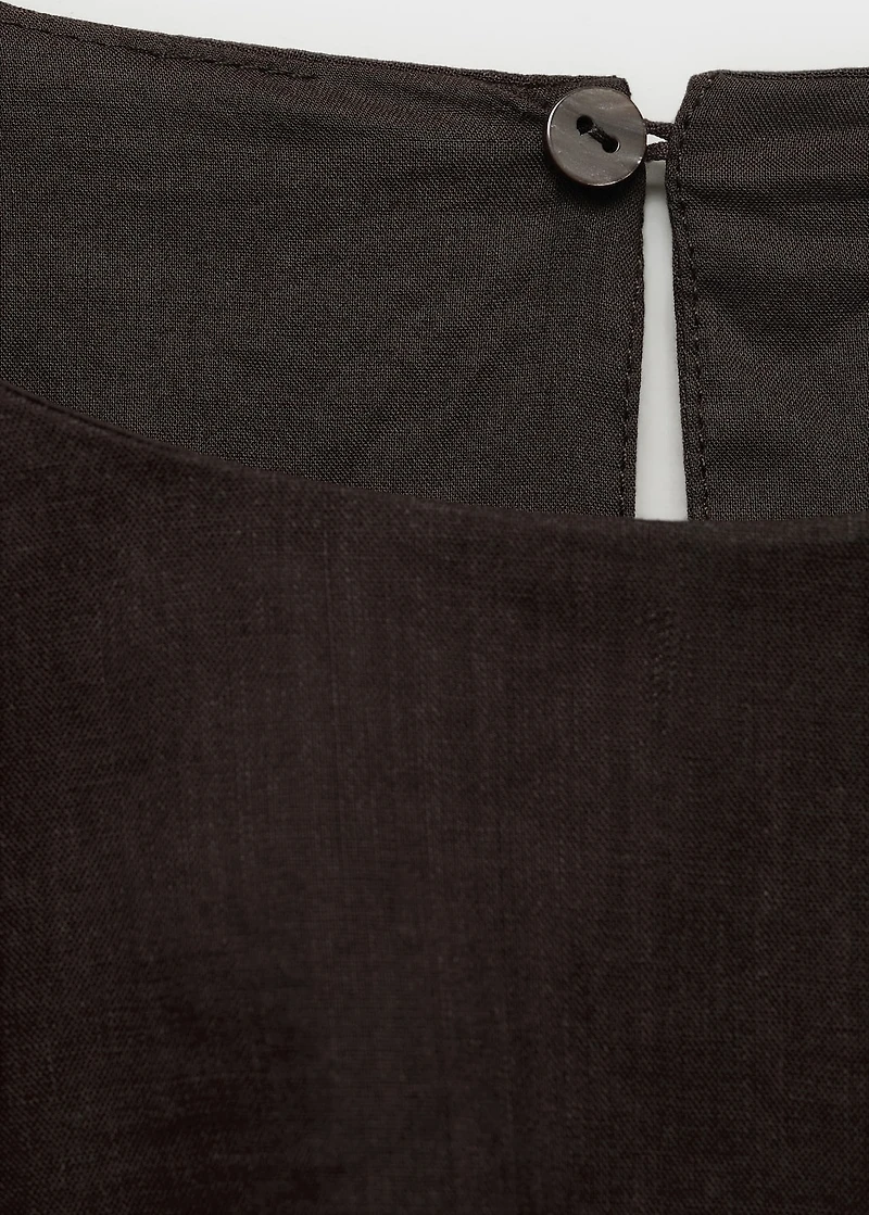 Ramie cropped balloon blouse