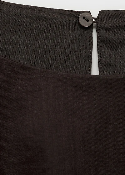 Ramie cropped balloon blouse