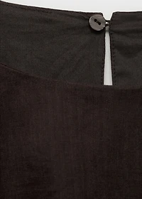 Ramie cropped balloon blouse