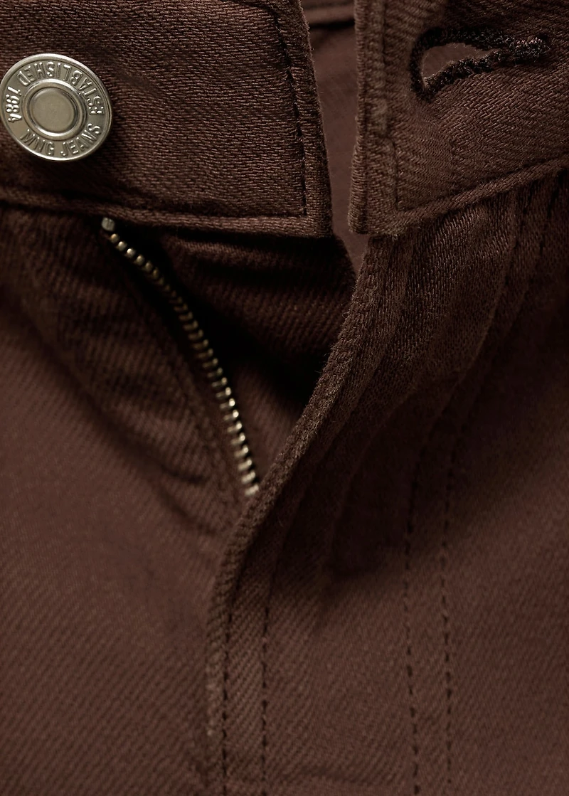 Denim shorts with frayed hem and pleats