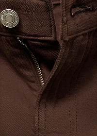 Denim shorts with frayed hem and pleats