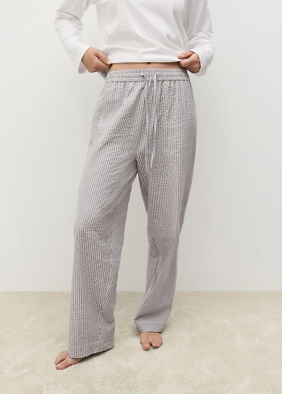 Seersucker striped two-piece pajamas