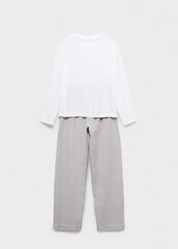 Seersucker striped two-piece pajamas