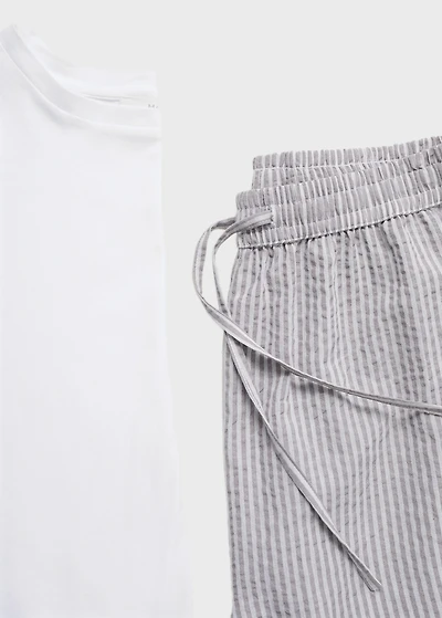 Seersucker striped two-piece pajamas