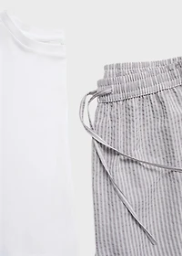 Seersucker striped two-piece pajamas