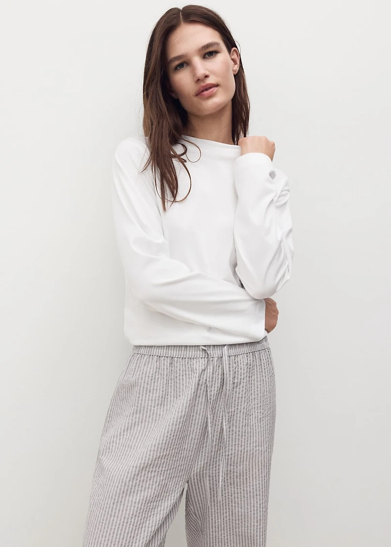 Seersucker striped two-piece pajamas