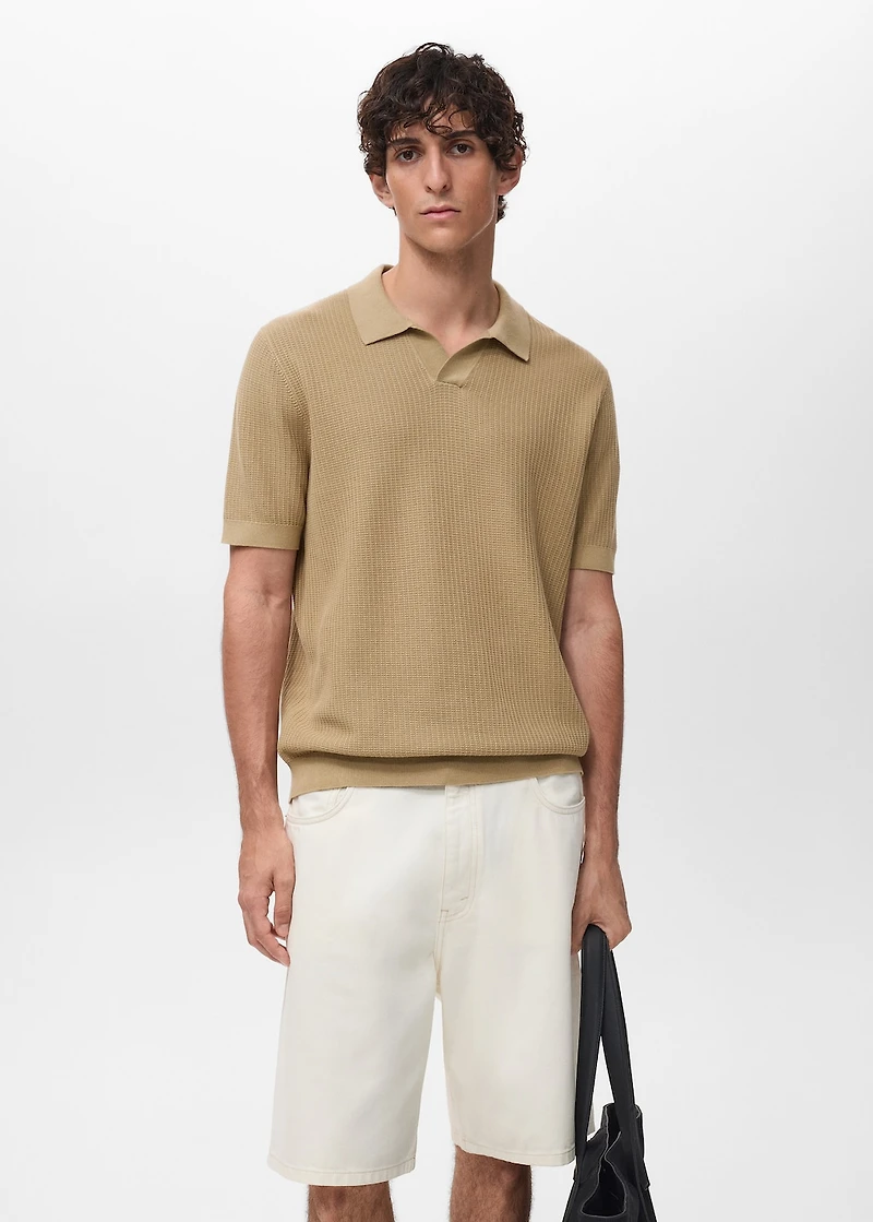 Structured cotton knitted polo shirt