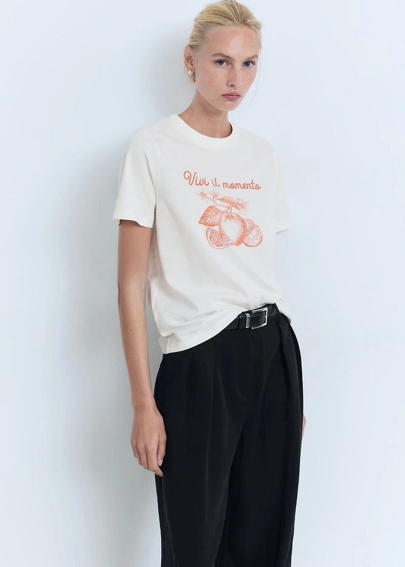 Printed cotton-blend t-shirt