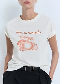 Printed cotton-blend t-shirt