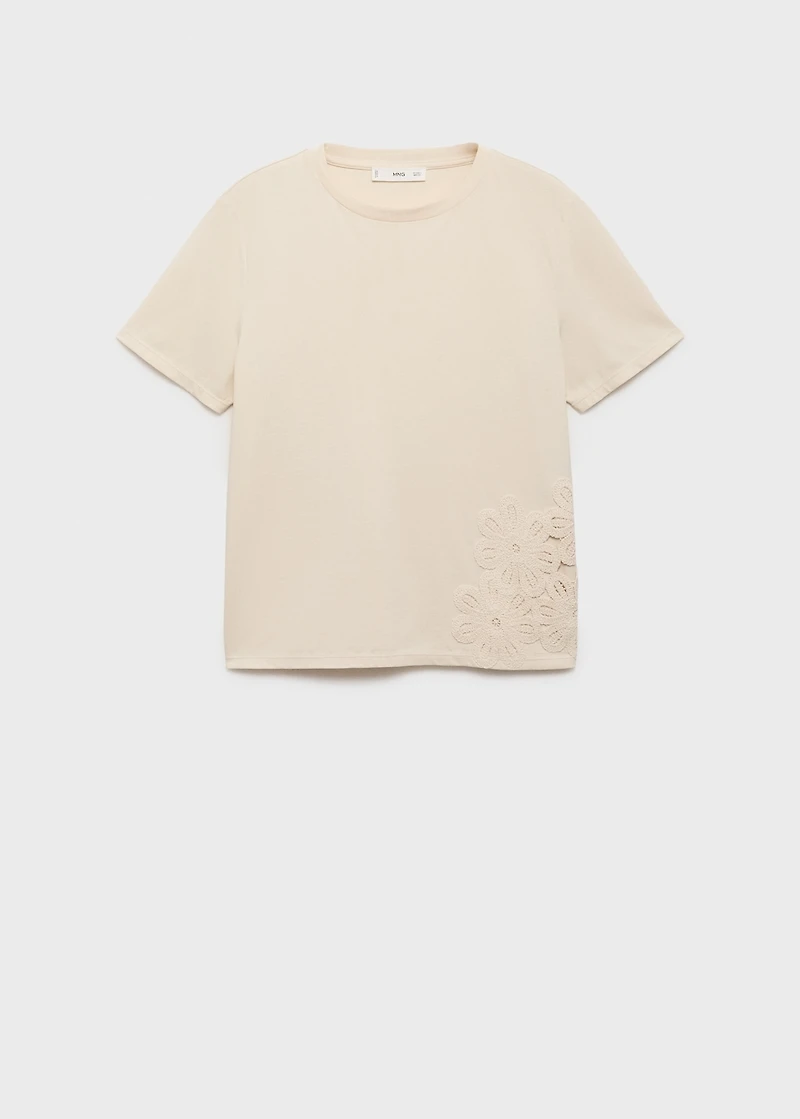 Floral-embroidered cotton t-shirt