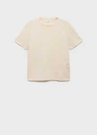 Floral-embroidered cotton t-shirt