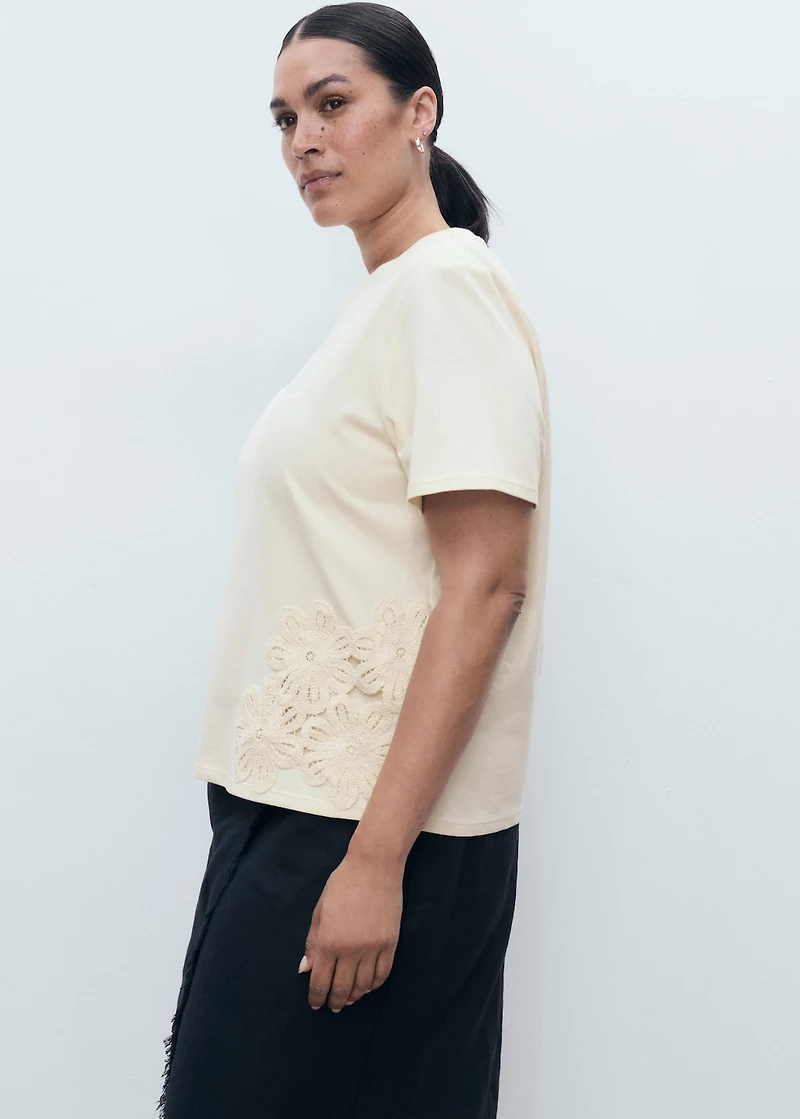 Floral-embroidered cotton t-shirt