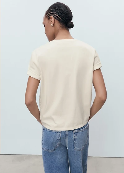 Floral-embroidered cotton t-shirt