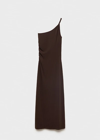 Asymmetrical dress with gathered strap