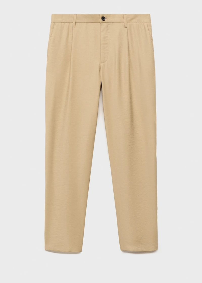 Straight-fit pleated pants