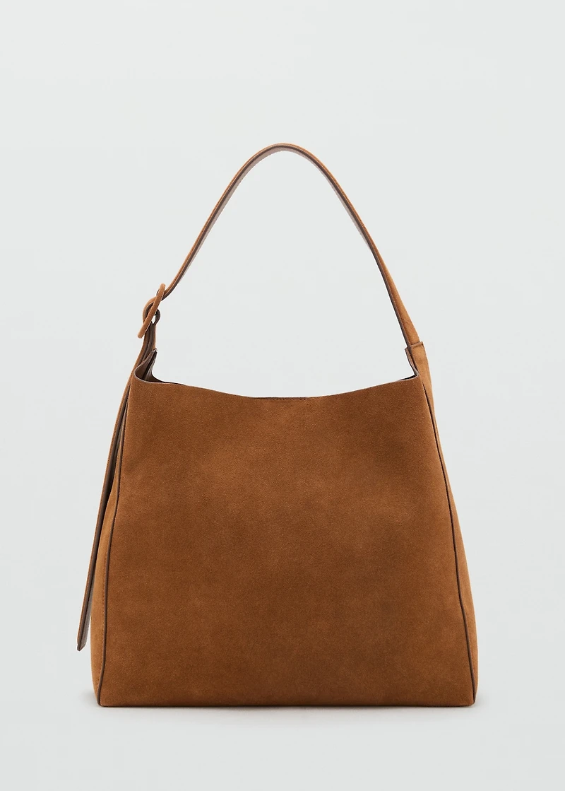 Large suede leather shopper bag