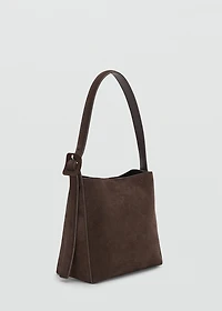 Suede leather shopper bag