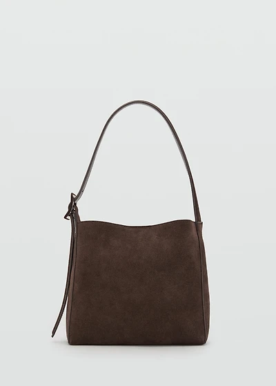 Suede leather shopper bag