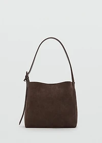 Suede leather shopper bag