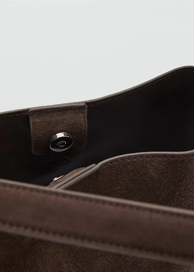 Suede leather shopper bag