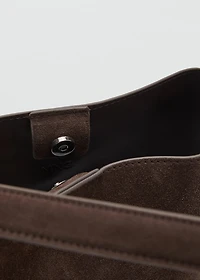 Suede leather shopper bag