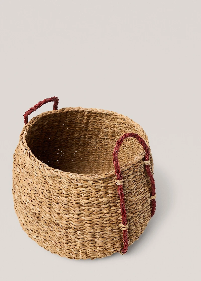 Natural fibre coloured hand basket