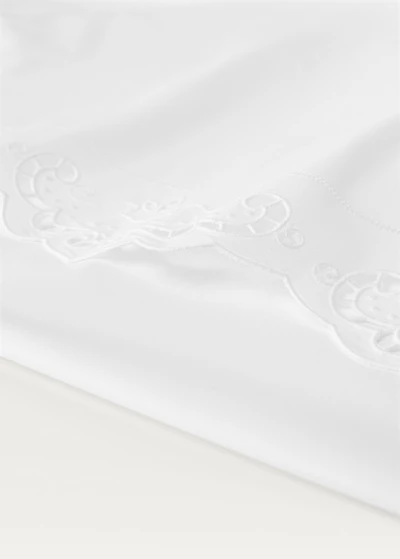 Embroidered cotton top sheet with lace embroidery for 35.4 inches bed