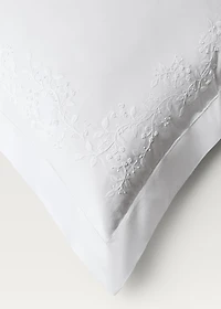 Two cotton percale pillowcases with embroidered flowers 60x60 cm