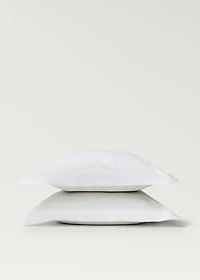 Two cotton percale pillowcases with embroidered flowers 60x60 cm