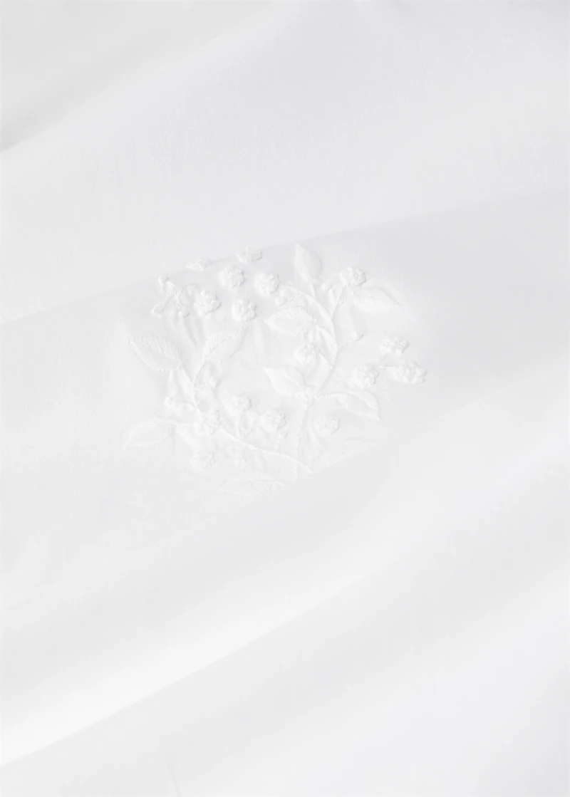 Percale cotton duvet cover with embroidered flowers for 180/200 cm bed