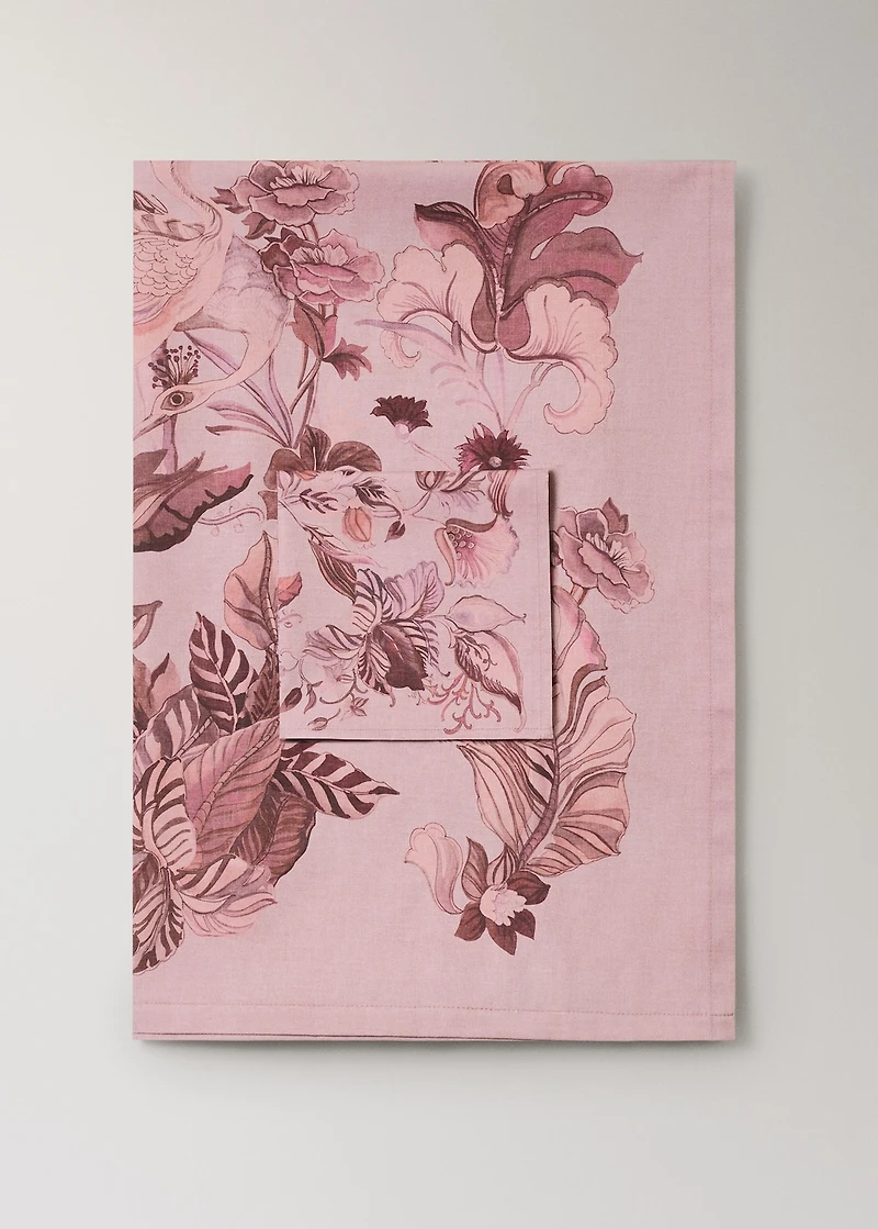 Cotton tablecloth with floral design for 8 to 10 diners