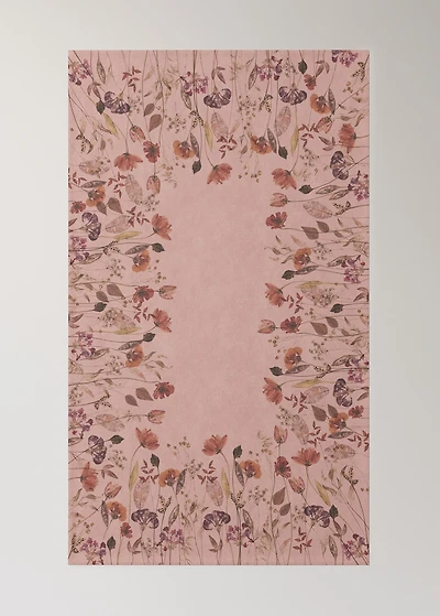 Cotton linen floral-print tablecloth for 6 to 8 diners