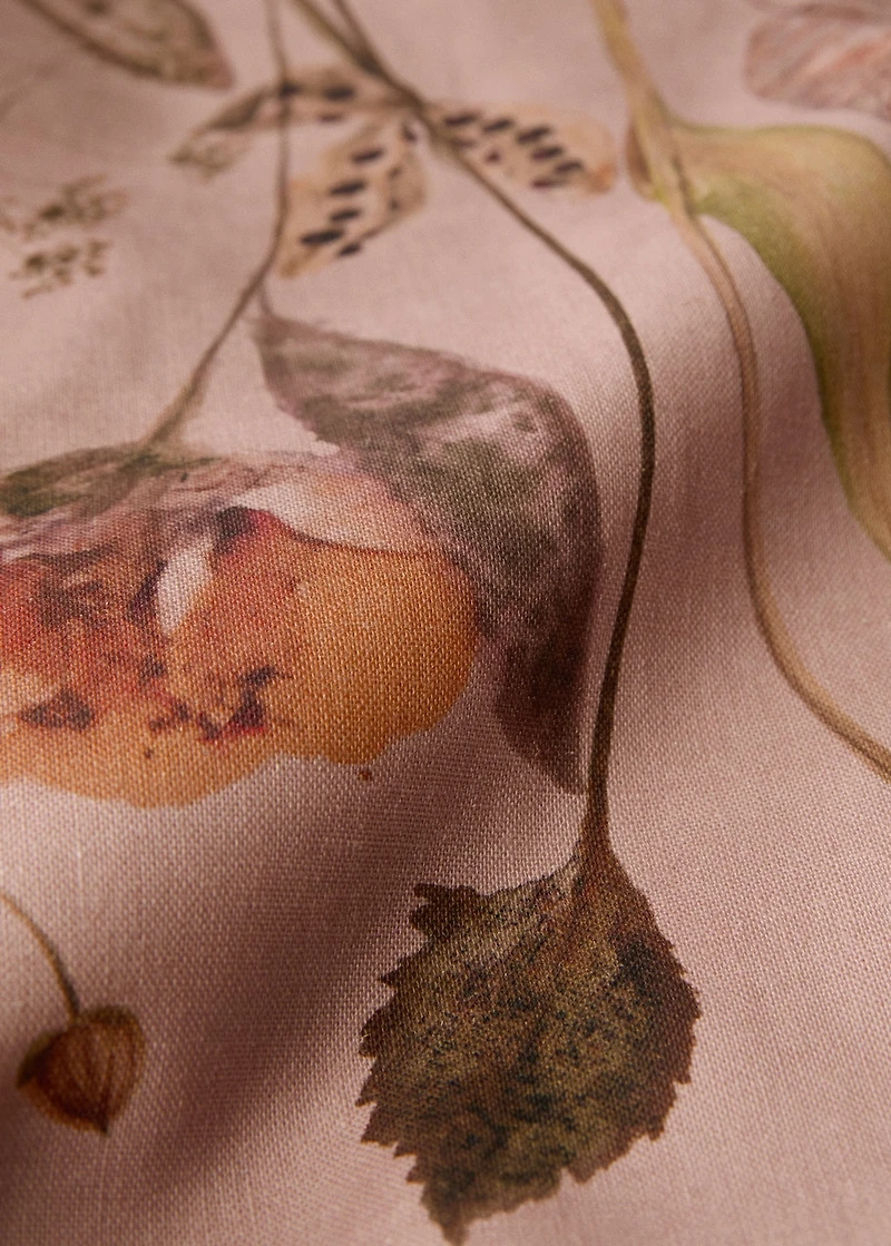 Cotton linen floral-print tablecloth for 6 to 8 diners