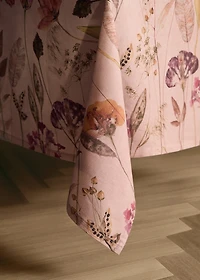 Cotton linen floral-print tablecloth for 6 to 8 diners