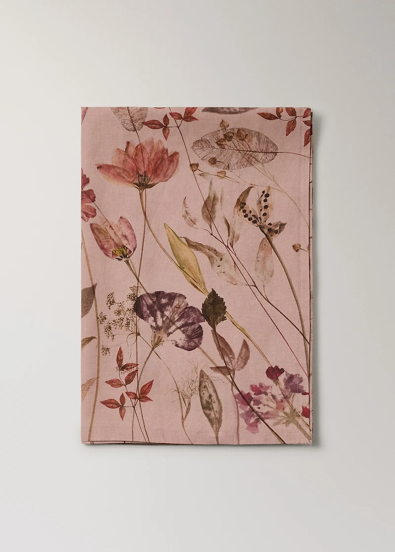 Cotton linen floral-print tablecloth for 8 to 10 diners