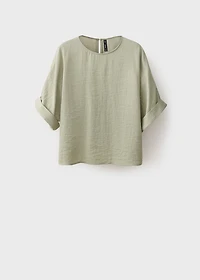 Oversized blouse with turn-up sleeves