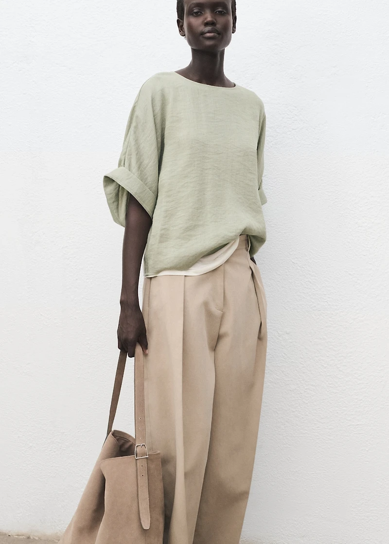 Oversized blouse with turn-up sleeves