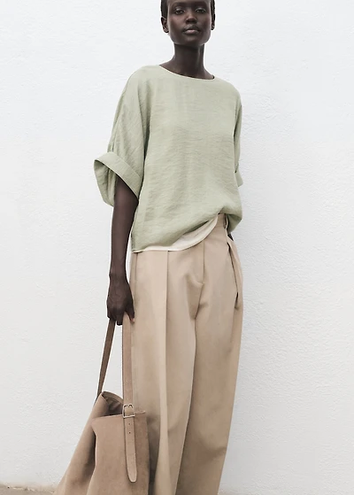 Oversized blouse with turn-up sleeves