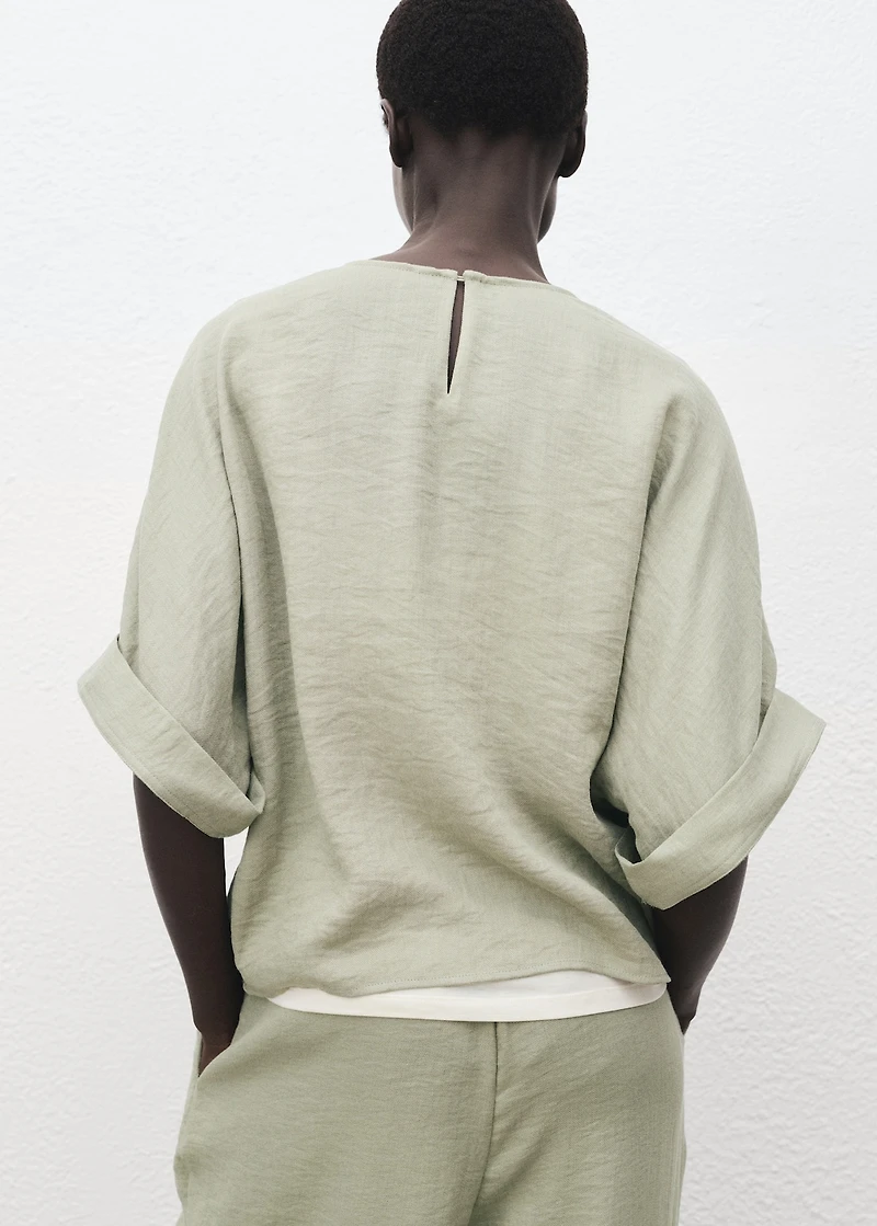 Oversized blouse with turn-up sleeves
