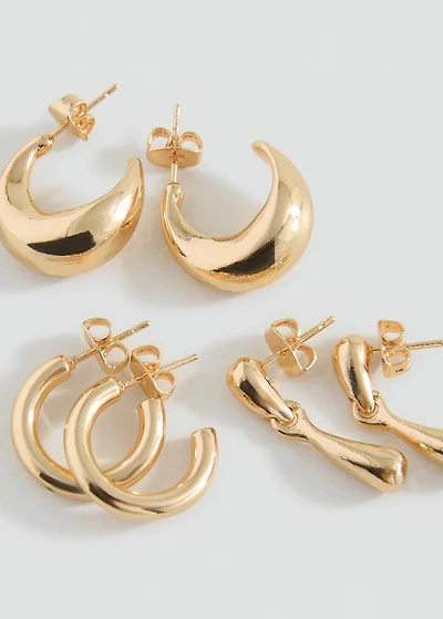 Pack of 3 combined earrings