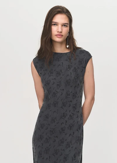 Satin floral jacquard dress