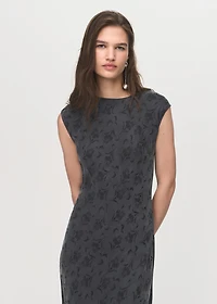 Satin floral jacquard dress