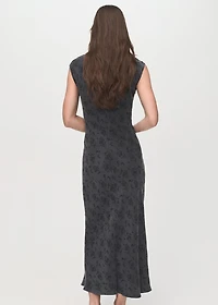 Satin floral jacquard dress