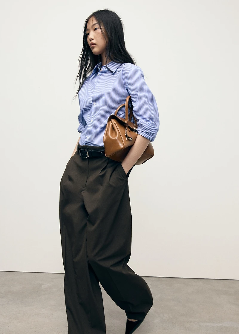 Cotton and lyocell blend straight shirt