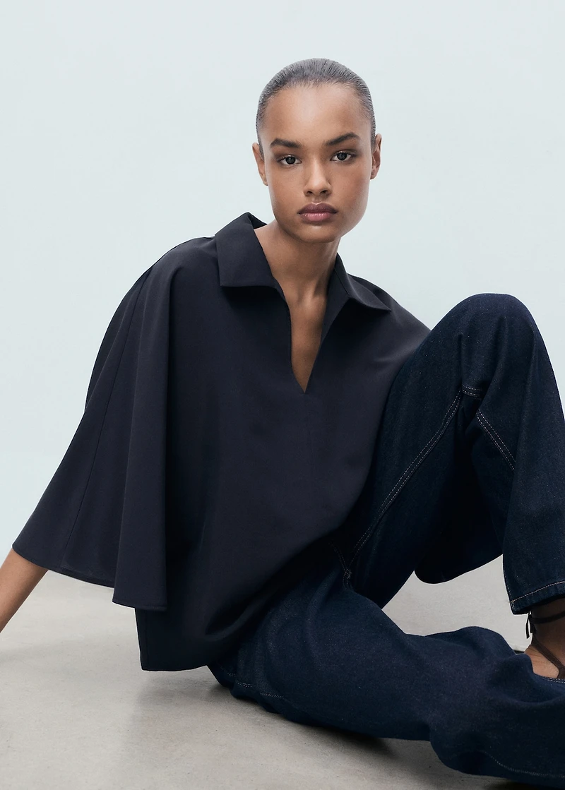 Oversized three-quarter sleeve shirt