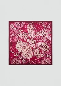 Orchid-print satin scarf