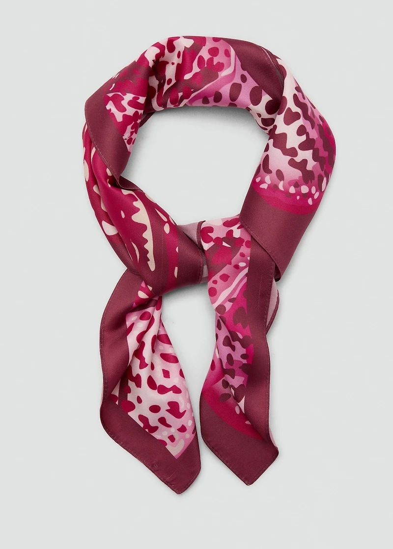 Orchid-print satin scarf