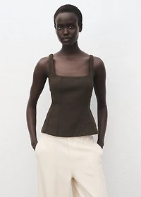 Wide leg denim pants with stitching