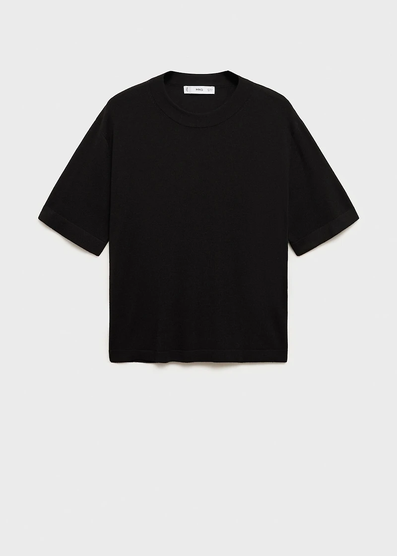 Short-sleeved fine-knit sweater